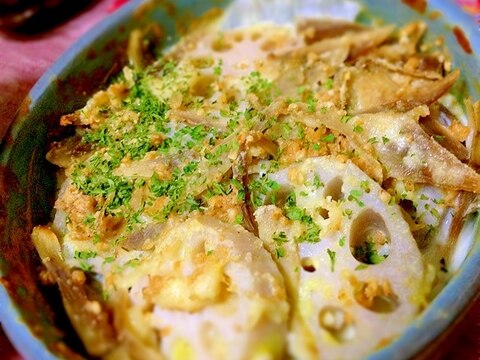 サクサク根菜のおつまみホタテマヨ焼き